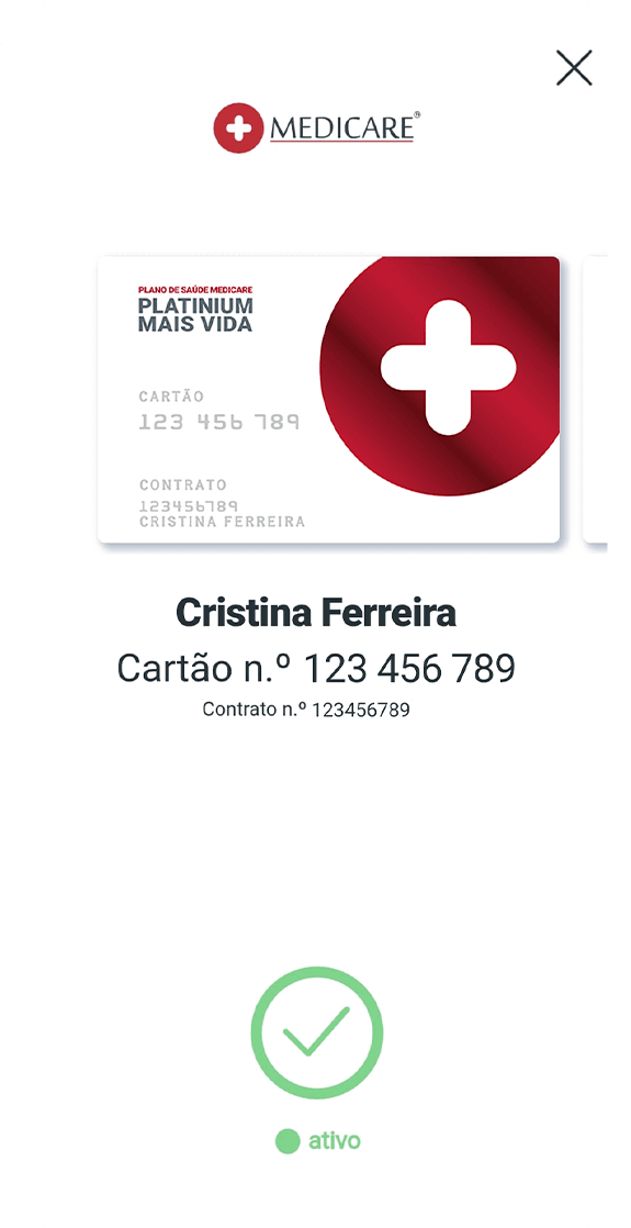 Cartão Virtual - APP Área de Cliente Medicare