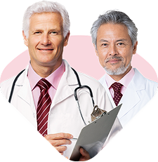 Médicos com bloco de notas e estetoscópio